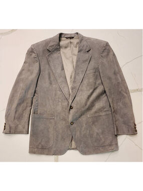 Men’s St. Simons Gray Suede Blazer Jacket Size L XL 42-44 USA Sport Coat
